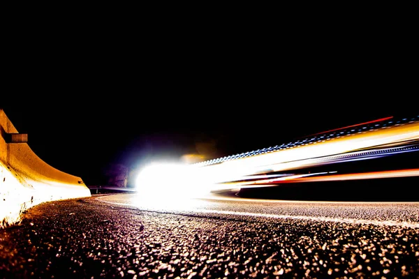 Coches Circulando Por Noche Carretera Curvas Catalonia Garraf — Fotografia de Stock