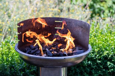 Barbekü ızgarası. Doğada, dışarıda, yakın.