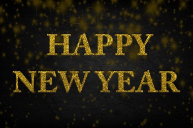 Mutlu yıllar 2020. Siyah arkaplanda altın parıltısı dokusu 