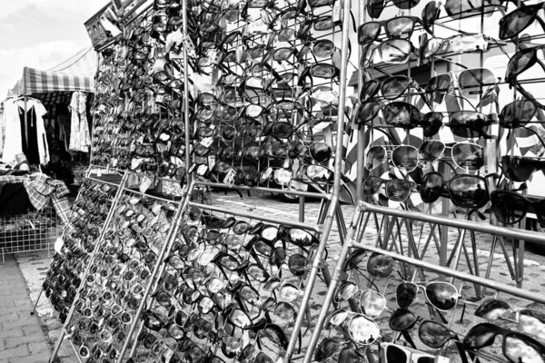 Typický Polský Trh Umělecký Pohled Černobílé Barvě Grodzisk Wielkopolski Polsko — Stock fotografie