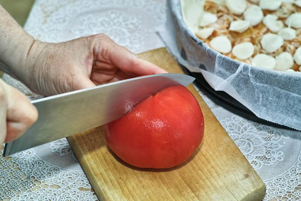 Przygotuj Smaczny Kawałek Ciasta Tartowego Polskim Stole Kuchni Polskiej — Zdjęcie stockowe