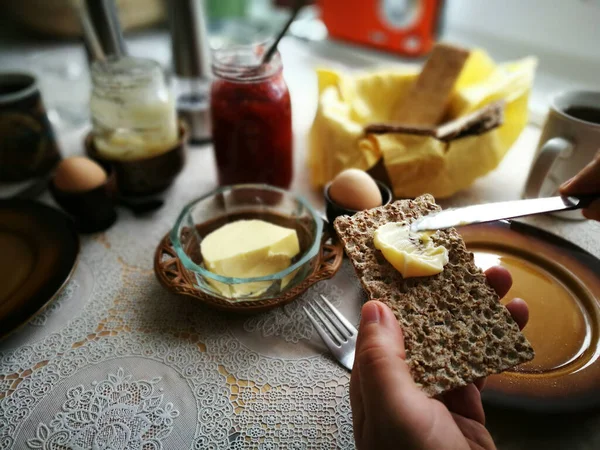 Śniadanie Artystyczne Spojrzenie Kolorach — Zdjęcie stockowe