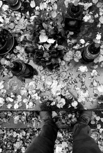 Otoño Diseño Naturaleza Cementerio Católico — Foto de Stock