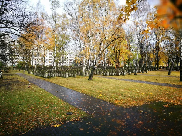 Посещение Кладбища Художественный Вид Винтажных Ярких Красках — стоковое фото