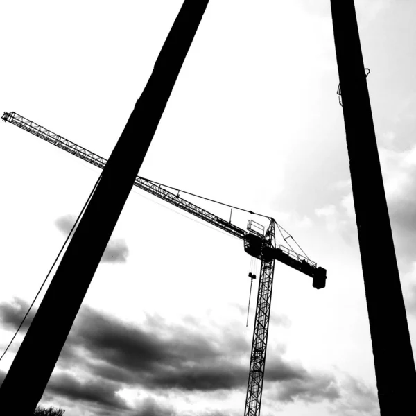 Géométrie Grue Construction Lieu Construction Dans Ville Gdansk Pologne — Photo