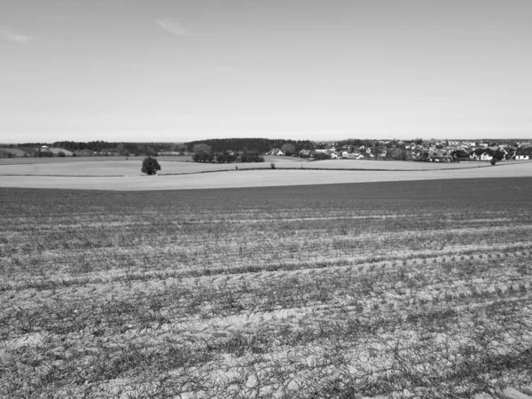 Paisagem Agrícola Olhar Artístico Preto Branco — Fotografia de Stock