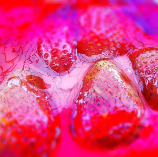 Fresas Gelatina Aspecto Artístico Colores Vivos Vintage —  Fotos de Stock