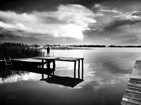 Lake Artistic View Balck White — Stock Photo, Image