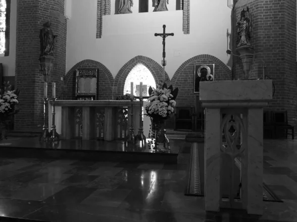 Interior Beleza Igreja Católica São Nicolau Elblag Polônia Olhar Artístico — Fotografia de Stock