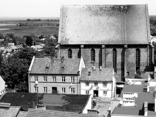 Visite Frombork Regard Artistique Noir Blanc Sur Belle Ville Médiévale — Photo