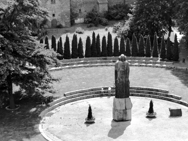 Frombork Gezmek Güzel Polonya Ortaçağ Şehrinde Siyah Beyaz Sanatsal Görünüş — Stok fotoğraf