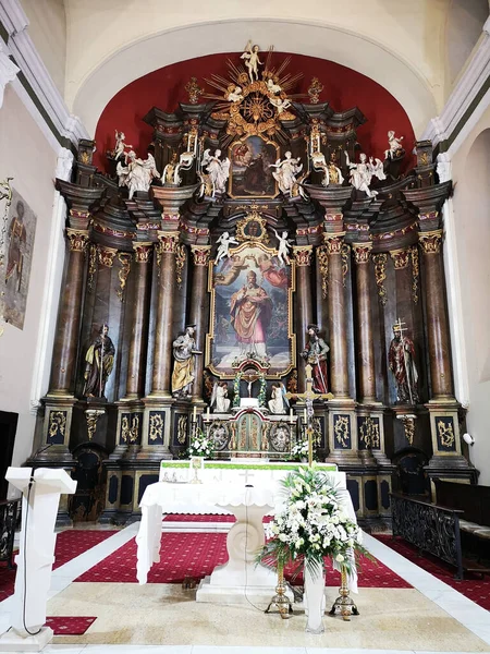 Hermosa Iglesia Interior San Nicolás Varazdin Croacia —  Fotos de Stock