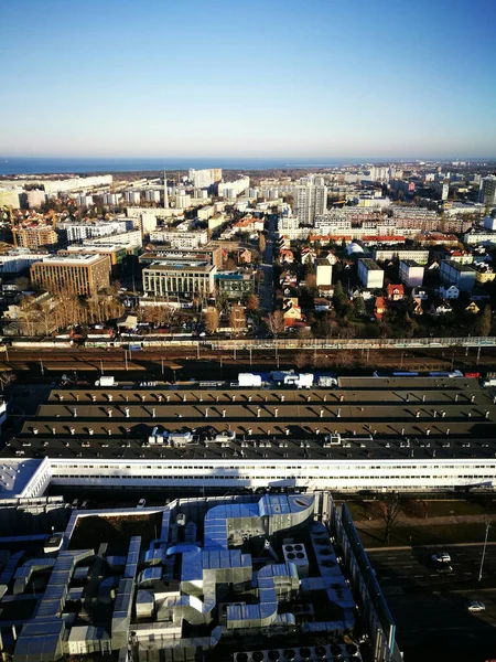 Krajobraz Miasta Polskiego Portu Morskiego Panorama Gdańska Polski Europy — Zdjęcie stockowe