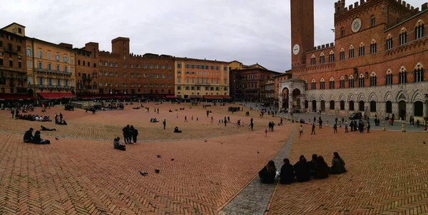 Architettura Medievale Palazzo Publico Siena Italia — Foto Stock