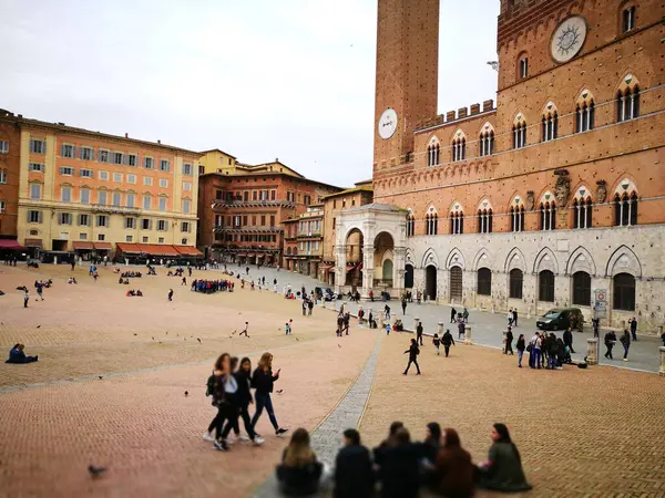 Architektura Středověká Publico Palazzo Sieně Itálie — Stock fotografie