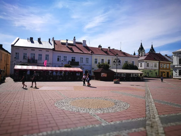 Arquitectura Belleza Antigua Plaza Del Mercado Sanok Polonia — Foto de Stock