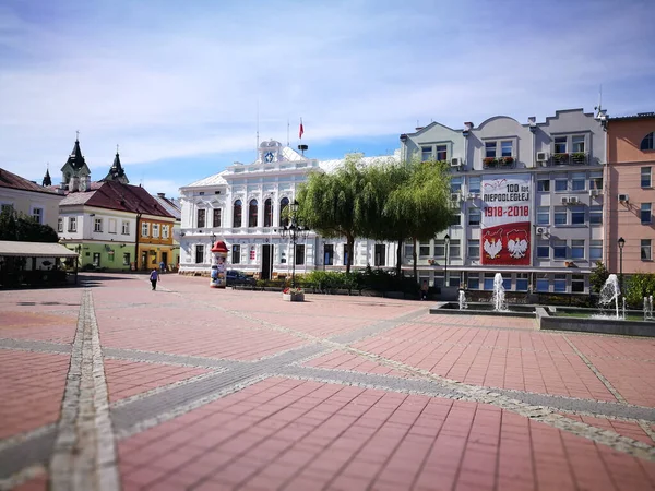 Architecture Beauté Sur Vieille Place Marché Sanok Pologne — Photo