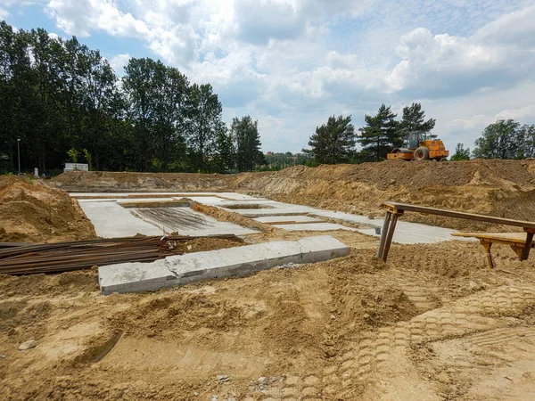 Bouwplaats Artistieke Uitstraling Kleuren Nieuwe Appartement Gebouw Plaats — Stockfoto