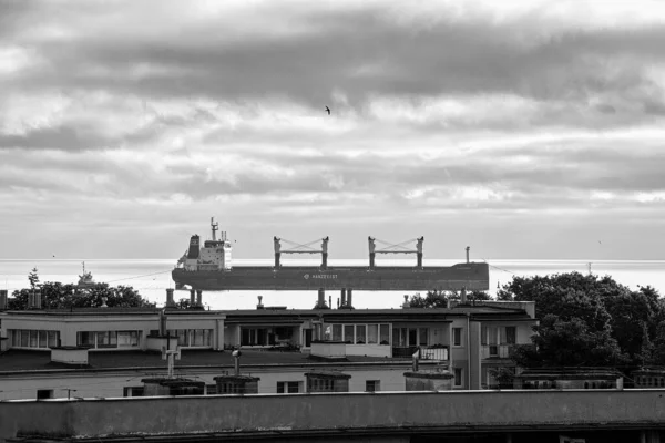 Morning Vessel Baltic Sea Gulf Gdansk Ship Entrance Port Gdansk — Stock Photo, Image