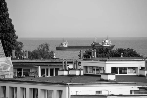 Entrada Navio Para Porto Gdansk Brzezno Polónia — Fotografia de Stock