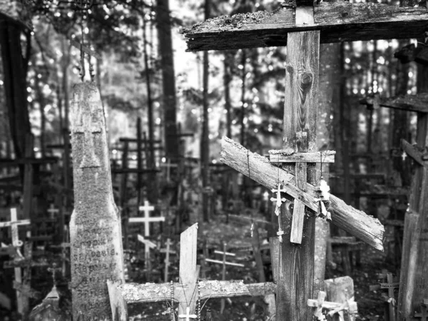 Veel Kruisen Een Heilige Berg Grabarka Belangrijkste Plaats Van Orthodoxie — Stockfoto