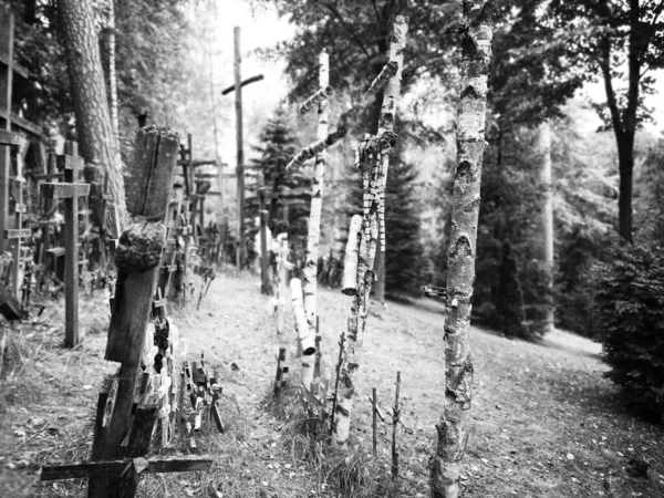 Lot Crosses Holy Mount Grabarka Most Important Location Orthodoxy Worship — Stock Photo, Image