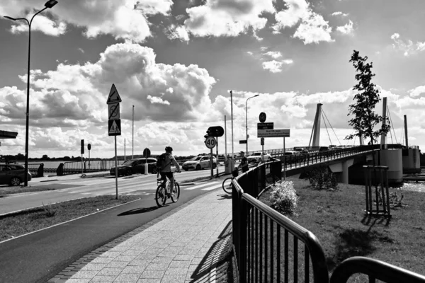 Drawbridge Přes Řeku Dead Vistula Polském Sobieszewo — Stock fotografie