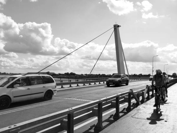 Ponte Levatoio Sul Fiume Dead Vistula Sobieszewo Polonia — Foto Stock