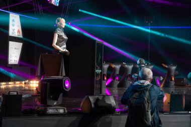 26.06.2018 Sofya, Bulgaristan: Webit Festivali, Hanson robotik gelen Sophia Ai Robot