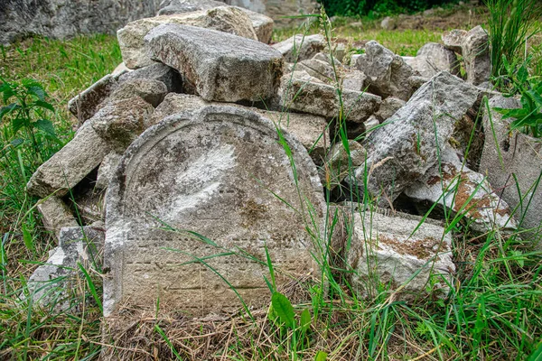 Pierres Tombales Juives Sur Cimetière Juif Historique Dans Forêt Kobersdorf — Photo