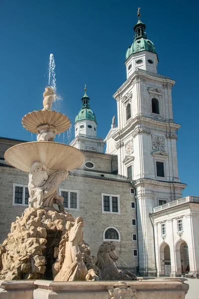 Praça Residenzplatz Com Domquartier Complexo Catedral Museu Salzburgo Património Mundial — Fotografia de Stock