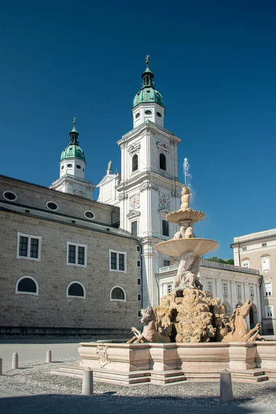 Residenzplatz Square Domquartier Salzburg Cathedral Museum Complex Unesco World Heritage — стоковое фото