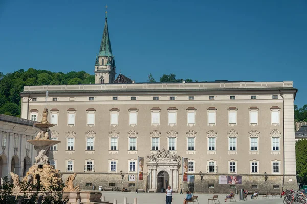 Residenzplatz Square Domquartier Salzburg Cathedral Museum Complex Unesco World Heritage — стоковое фото