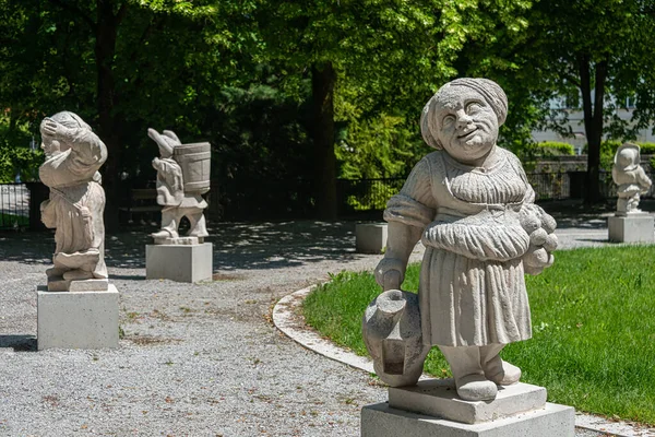 Statues Naines Dans Dwarf Garden Mirabellgarten Mirabell Jardin Est Jardin — Photo