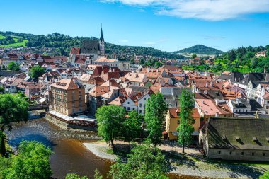 esk Krumlov. Çek Cumhuriyeti 'nde Esk Krumlov şehri manzarası