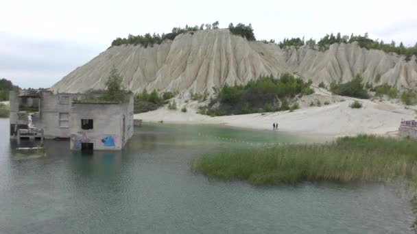 Impressions Abandoned Limestone Quarry Rummu Estonia — Stock Video