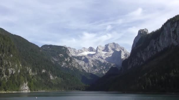 Slavné Jezero Gosau Salzkammergutu Dachsteinem — Stock video