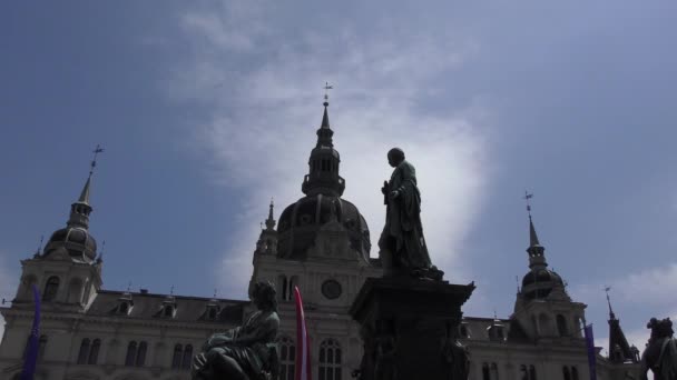 Utsikt Över Stadshuset Från Slottet Kullen Graz Stad Resor Till — Stockvideo