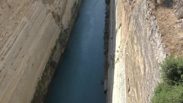Uitzicht Het Kanaal Van Korinthe Griekenland Peleponnes — Stockvideo