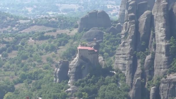 Дивовижний Ранковий Краєвид Скелі Монастирі Метеори — стокове відео