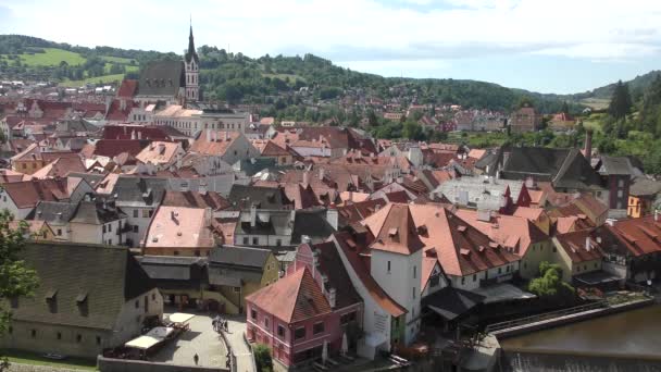 Panoramatický Pohled Středověké Město Krumlov — Stock video