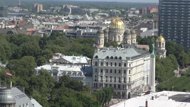Panoramisch Uitzicht Riga Vanaf Toren Van Basiliek — Stockvideo