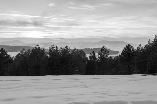 Coucher Soleil Dans Les Montagnes — Photo