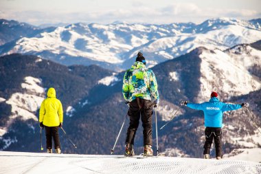 Kayakçı ridding Dağı, Bakuriani, Gürcistan, Ocak 2019 tepesinden aşağı