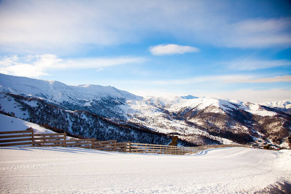 Kokhta mount, beautiful surroundings view from the top, Bakuriani, January 2019