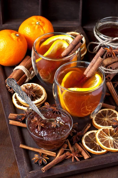 Hot Tea Lemon Ginger Healthy Drink Hot Winter Beverage Concept — Stock Photo, Image