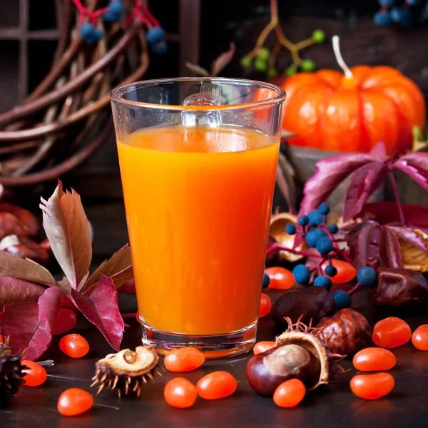 Preparation Halloween Autumn Drink Glass Dark Background — Stock Photo, Image