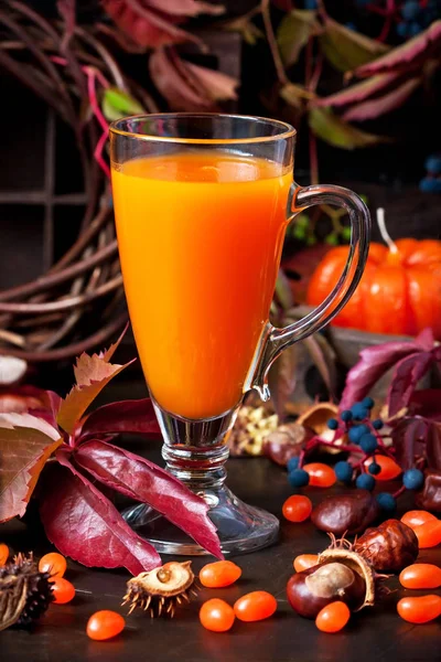 Cóctel Naranja Calabaza Taza Cristal Otoño Bebidas Temporada —  Fotos de Stock