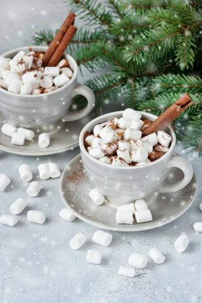 Composición Navideña Con Galletas Chocolate Caliente Fondo Con Espacio Copia —  Fotos de Stock