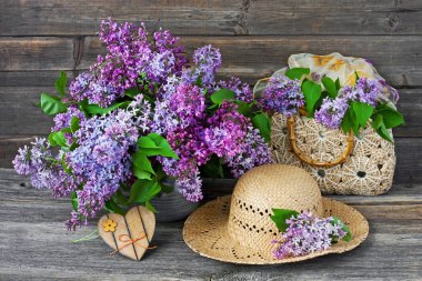 Lila çiçek açan omposition dalları